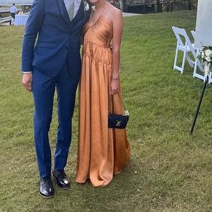 Jonathan Simkhai Clementine Leisure Dressing Halter Dress in Butterscotch